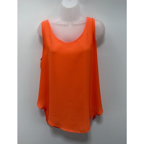 Banana Republic Orange Sleeveless Curve Hem Blouse Size Large - Picture 1 of 5